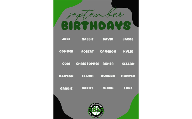 HAPPY BIRTHDAY TO ALL OF OUR ABSA SEPTEMBER KIDDOS!